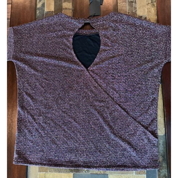 PAIGE Celeste Open Back Lurex Striped Metallic Weave Long Sleeve Shirt Large - Picture 5 of 12